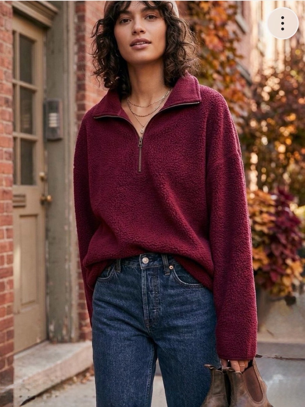 BNWT FREE PEOPLE COCO OVERSIZED Zip PULLOVER in WINE RARE Size LARGE ♥️